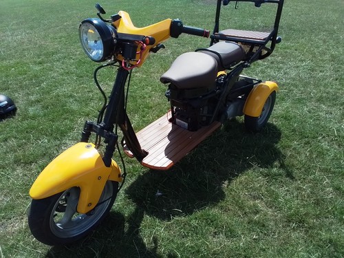 Yellow motorbike trike - motorbike,