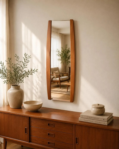 70s vintage teak framed wall - teak,