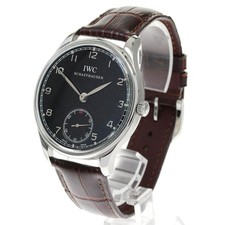 IWC SCHAFFHAUSEN PORTUGUESE IW545407 44mm SS Black Dial Hand-Wind Small #C307