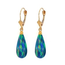 14k Yellow Gold Opal Leverback