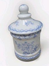Hadida Bathroom Collection Lidded Pot Blue Floral design -  Great Condition