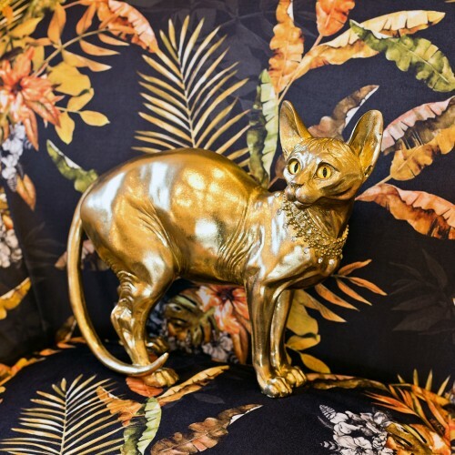 Golden sphynx cat statuette - golden,
