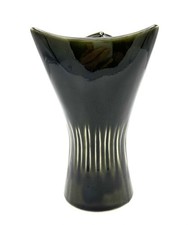 Vintage Dartmouth Pottery Dark Green Tricorn Ceramic Vase 1960's