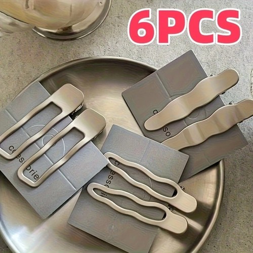 6pcs silver hair clips wave - hair,