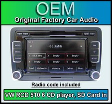 VW Passat car stereo, RCD 510 radio 6 CD changer, touchscreen SD card