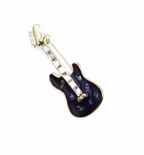 Black Shell Rock Guitar Music Brooch Pin Brand New FREE P&P
