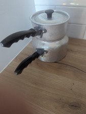 Aluminium Swan Brand Bain-Marie Saucepan 1940s-50s Vintage Double Boiler