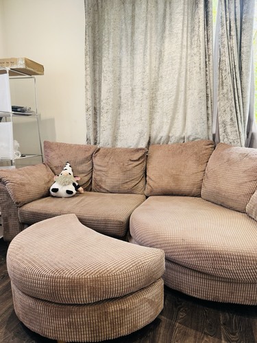 Brown fabric corner - corner, sofa