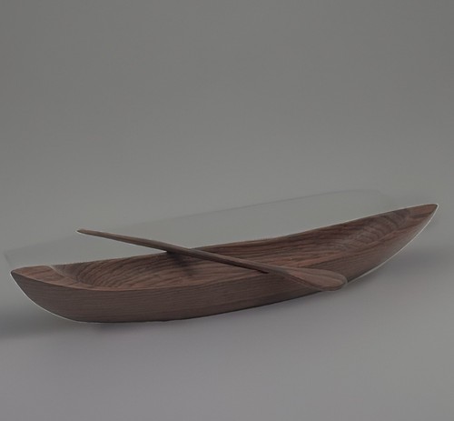 Miniature wooden skiff row - wooden,