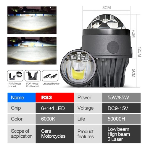 2pcs laser headlight bi - 3.0'',