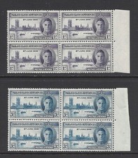 FIDS 1946 VICTORY BLOCKS OF 4. SG G17/18. UMMOUNTED MINT