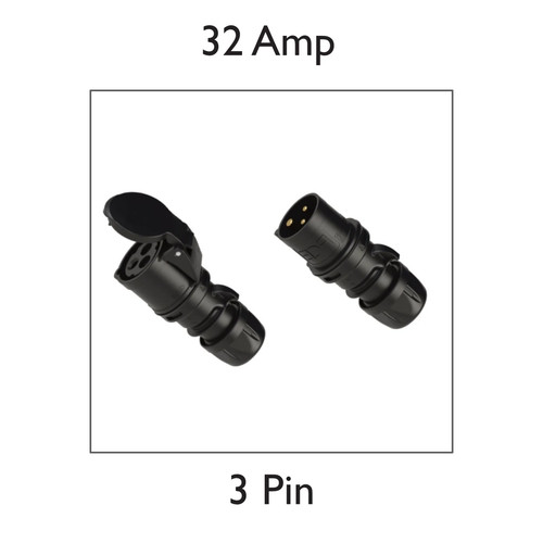 32amp 3pin black plug socket - 3pin,