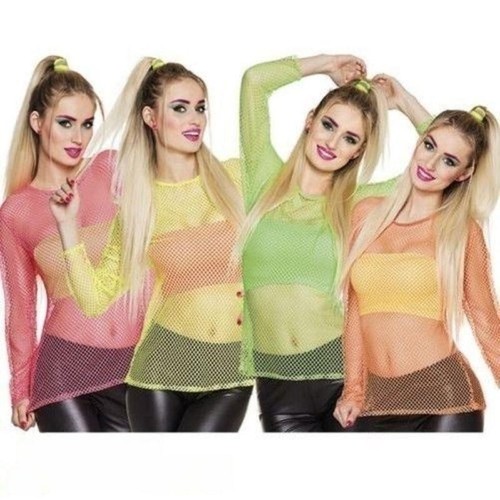 Ladies neon fishnet top - fishnet, 70s