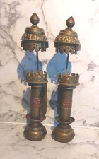 Pair Vintage Brass GWR Railway Carriage Mounted Lamps  No Glass 
