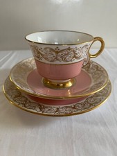 Adderley Trio. cup saucer and sandwich plate. Pink with gold decoration.