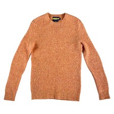 Ralph Lauren Rugby Pullover Jumper Orange Shetland Wool Suede Patches Men's XS