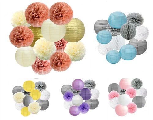 Mixed paper lantern - lantern, pom