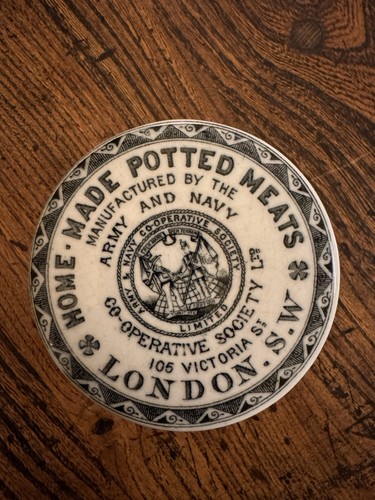 Antique victorian pot lid army - antique,
