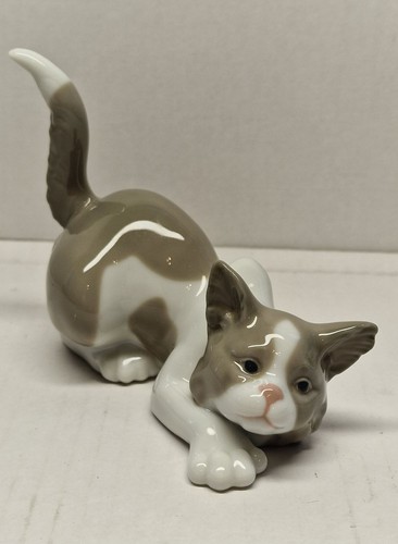 Lladro brown white cat - brown, &