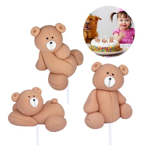 3pcs teddy bear cake toppers - teddy,