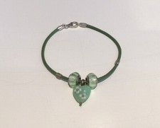 Genuine Petite Lovelinks Green Leather Bracelet And Charms 19cm