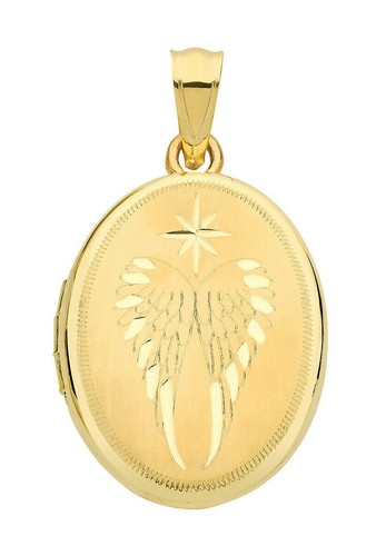 Angel wing oval locket - locket, 9