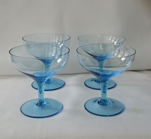 Vintage blue glass champagne - glass,
