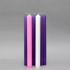 Christmas Advent Candles . Size: 1" x 6" Set of 5 candles.