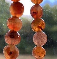 Vintage natural carnelian bead necklace 55cm 82g polished orange brown jewellery