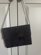 Black Suede Handbag From Faith use as Clutch or Over the Shoulder Small Chain
