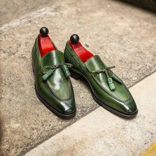 Men handmade green tassels - handmade,