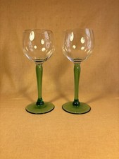 Pair Of Vintage Green Stemmed