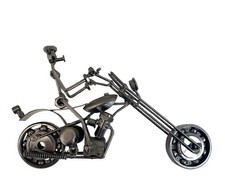 SCRAP METAL ART MOTORBIKE MOTORCYLE AND RIDER SCULPTURE 22cm