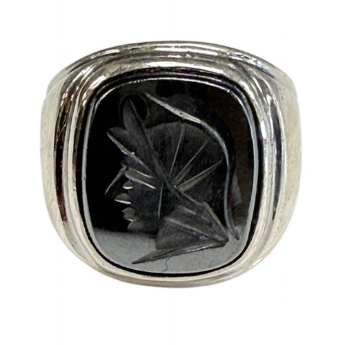 Silver hematite intaglio - &,