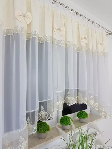 Warm white voile curtain 160 - curtain, x