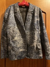 Roman Originals ~ Ladies Blue Patterned Denim Blazer - Size 22