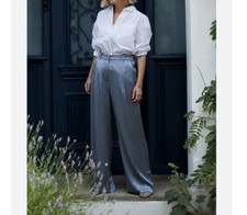 Wyse London Alana Trousers 1 High Waist Wide Legs Satin Tailored New with tags 