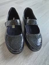 Cosyfeet Ladies Shoe Harriet Black Patent Croc Print UK Size 8