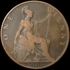 UK One Penny 1903 Edward VII Bronze Coin WCA B70
