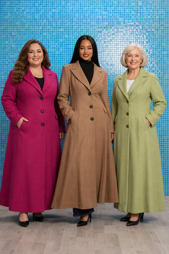 Women long wool blend coat - blend,