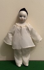 Vintage Pierrot Doll Soft Bodied With Ceramic Hands, Feet And Head