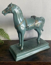 A Tang Horse Terracotta Statue Turquoise Version. Used As A Feng Shui Symbol.