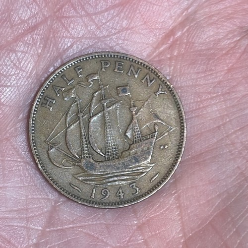 1943 king george half penny - king,