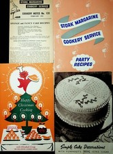 4 x Cake & Party Vintage Leaflets Stork Pumphrey's Elizabeth Craig 1950s cooking