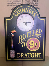 Guinness Bottled 9D Pint Draught Wooden 3D Clock Beer Hanging Wall Sign - 13x18