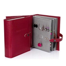 Jewellery Earrings Storage Book Box Jewelry Large Dark Red Women Birthday Gift