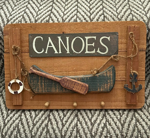 Canoe wooden plaque rustic - canoe,