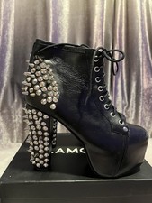 Jeffrey Campbell Size 6 Black Leather Spike “Lita” Ankle Platform Boots
