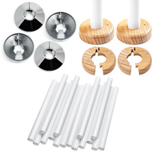 Radiator Pipe Covers White 15mm x 19.5cm, Chrome & Wooden Radiator Pipe Collars
