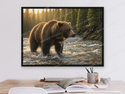 Grizzly bear with salmon - grizzly,